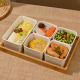 Wood and Porcelain Five-Piece Serving Set